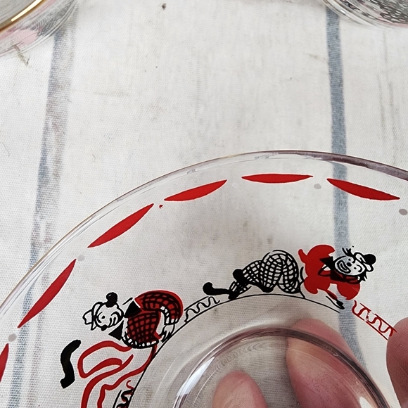 Vintage Mid Century Libby Fruit Bowls Clowns Gold Rimmed Set of 5 - Picture 14 of 16